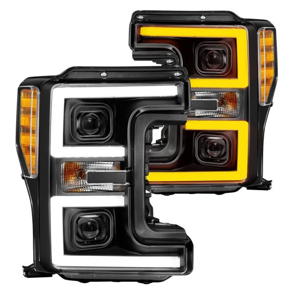 ANZO 111577 17-19 Ford F-250/350/450 SD (w/o Factory LED) LED Proj Headlights w/Light Bar Switchback Blk