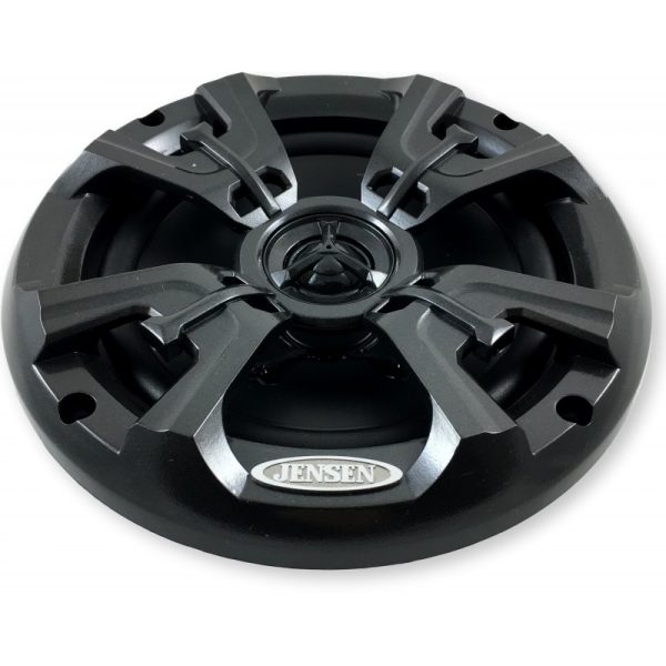 JENSEN MSX60RVR HI-FIDELITY INT/EXT SPKRS, 6-1/2 Inch Round Coaxial Cone Marine Speaker; 75 Watts; 4 Ohm; 65 Hz Through 20 KHz Frequency Response; 91 Decibel Sensitivity; Polypropylene; 11 Oz Magnet; 2.3 Inch Mounting Depth; Gray; Set Of 2