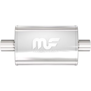 MAGNAFLOW 11216 Exhaust Muffler 2.5 INCH Inlet/Outlet, 4x9x14 INCH Oval, Stainless Steel, Satin Finish