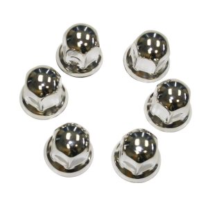 WHEELMASTER 9005-6 Wheel Simulator Lug Nut Cover; For 22-1/2 Inch Hub Piloted Wheels; 33 Millimeter; Snap In; 1 Inch Diameter; Stainless Steel; Set Of 6