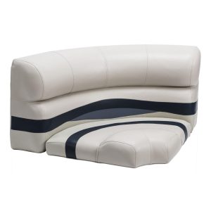 WISE BM11002986 BM11002-986 Premier Series Pontoon 32 INCH Bow Radius Corner Seat Cushion Set, Platinum/Spectra Navy/Cobalt