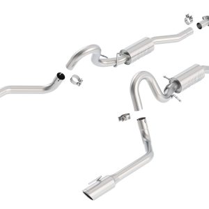 BORLA 140067 Cat-Back Performance Exhaust System for 1999-2004 Ford Mustang GT 4.6L V8 & 2003-2004 Mach 1 4.6L V8 T-304 Stainless Steel S-Type Dual Split Rear Single 4 INCH Round Chrome Tips on Each Side