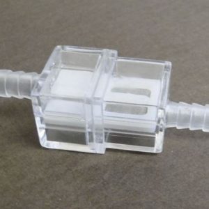 HELIX RACING 118-9010 FUEL FILTER 1/4FT (6MM) RECTANGULAR, Complete Assembly; In-Line; 1/4 Inch Inlet/Outlet; Rectangular Shape; 150 Micron Stainless Steel Screen Element In White Frame; Clear Housing; 560 To 570 Milliliter Per Minute Flow Rate; Single