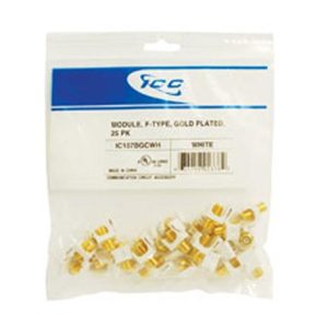 ICC IC107BGCWH MODULE, F-TYPE, GOLD PLATED, 25 PK WHITE
