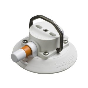 SEASUCKER VM1015W Vacuum Mount; Use To Attach Something To A Rigid, Non-Porous Surface Without Drilling Any Holes; 4.5 Inch Base Diameter; Up To 120 Pound Pulling Capacity; White; With Protective Covers/ Stainless Steel Pointed D-Ring