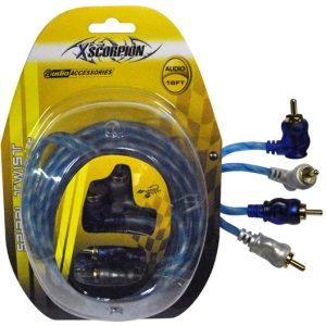 XSCORPION STP18 Rca Cable 18FT Right Angle Blue/platinum Twisted