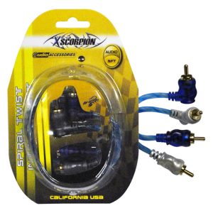 XSCORPION STP6 Rca Cable 6FT Right Angle Blue/platinum Twisted