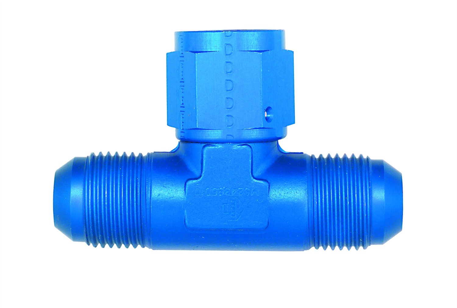 AEROQUIP FBM2285 Tee w/Female On The Bottom -12AN Dash Size x -12AN Dash Size x -12AN Dash Size Aluminum Blue Anodized Tee w/Female On The Bottom