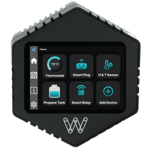 AP PRODUCTS 024-0020 THERMOSTAT - WIRELESS CONTROL HUB For Heat/ Cool Control; LCD Readout; 7.5 Volt To 32 Volt; Cellular/ Wi-Fi/ Bluetooth Technology; Touch Screen Control/ App Available With Android Or iOS; Built-In Global SIM/ GPS; Black Case