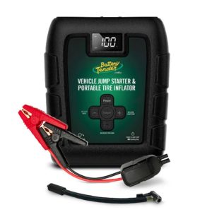 BATTERY TEND 030-3010-WH AUTOMOTIVE Used To Start 12 Volt Batteries On A Car/ Boat/ SUV/ Truck; 800 Peak Amp; With One 12 Volt/ One 5 Volt Outlets; With 140 PSI Air Compressor