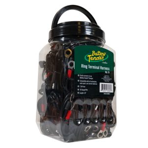 BATTERY TEND 081-0069-6-J25 25 PC JAR RING TERMINALS For Use With 12 Volt Batteries; 16 Gauge Wire; 18 Inch Length; Black/ Red; With 7.5 Amp Fuse And Twenty Five Ring Terminal Cables