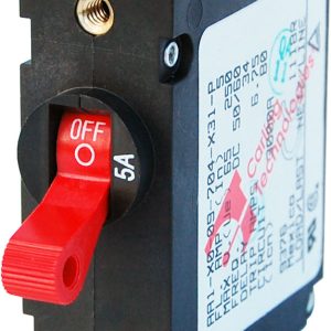 BLUE SEA 7201 CIRCUIT BREAKER AA1TOGGLE 5A RED, 5 Ampere; 240 Volt AC/ 32 Volt DC; For Blue Sea System Electrical Panels; Red; Single Pole Magnetic Hydraulic Type; Toggle Actuator; #10-32 Screw Terminal; Single