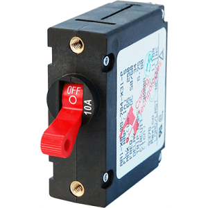BLUE SEA 7205 Breaker, A, 1 Pole Red-Toggle AC/DC 10A
