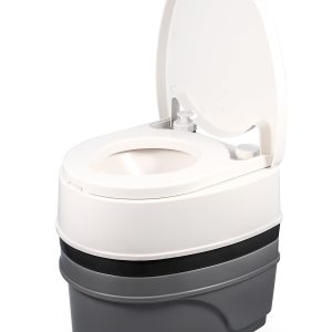 CAMCO 41545 Premium Portable Travel Toilet With Three Directional Flush and Swivel Dumping Elbow | Designed for Camping, RV, Boating And Other Recreational Activities - (5.3 gallon),White