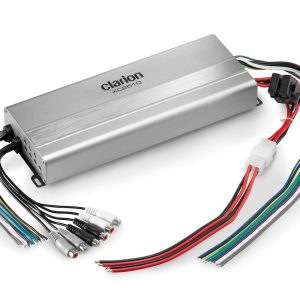 CLARION 010-03221-00 COMPACT 5-CHANNEL SYSTEM AMPLIFIER Amplifier Five Channel Compact Chassis 75 Watts Continuous @ 2 Ohm 50 Watts Continuous @ 4 Ohm. 200 Watt (4 Ohm) Subwoofer Output. RCA And High Level Speaker Inputs Mute Control Gain Control.