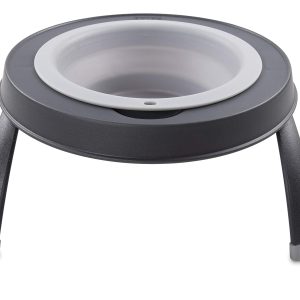 DEXAS PW130432429 Pets Single Elevated Pet Feeder/Pet Bowl, I.5 Cup Capacity, Light Gray, Small