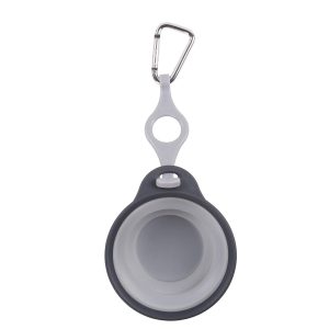 DEXAS PW220432429 Pets Collapsible Travel Pet Cup with Bottle Holder and Carabiner, Light Gray