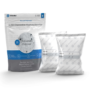EVA-DRY E-150 MOISTURE ELIMINATOR POUCH, Silica Gel/ Activated Charcoal Technology; Disposable; 5 Inch Width x 5 Inch Height x 3 Inch Depth; 4 To 6 Ounce Moisture Removal Capacity; Non-Renewable