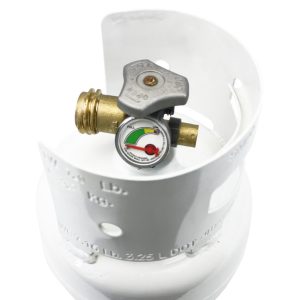 FLAME KING YSN03 3lb Steel Propane Tank Cylinder with Gauge and OPD Valves for Grills and BBQs, Camping, Fishing, & Outdoor Activities, White