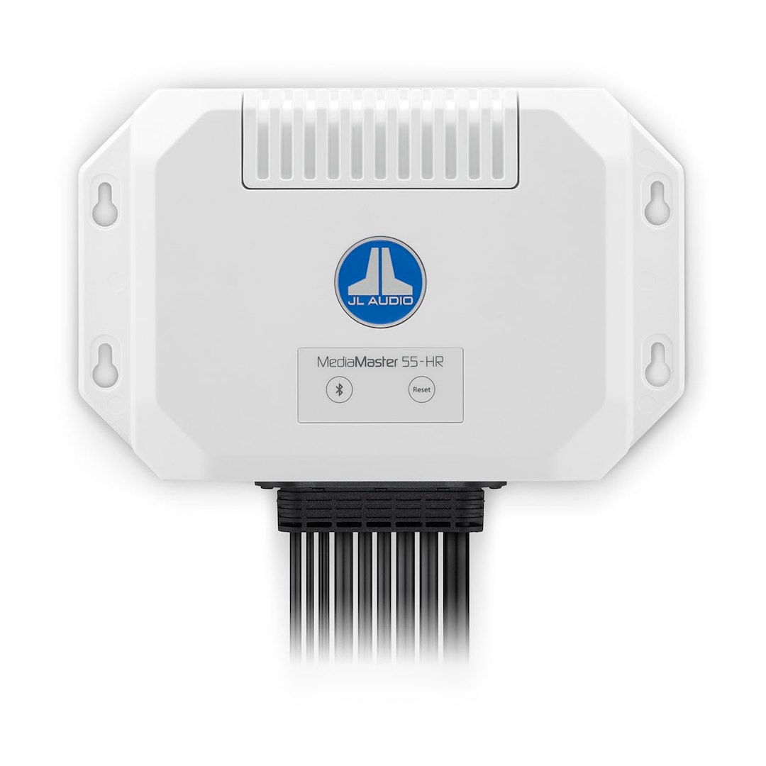 JL AUDIO 010-03372-00 MM55-HR Marine; AM/ FM With RDS Tuner; Bluetooth Audio Streaming; Two USB 2.0 Input/ One Auxiliary RCA Input/ One NMEA 2000 Port; Built-in Amplifier; Built-In Power; IP67 Weatherproof; 10 To 16 Volt DC Operating Voltage