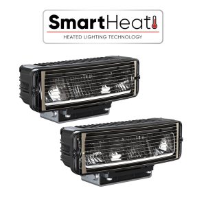 JW SPEAKER 0555743 9800HL-12/24V DOT RH/LH KIT HTD LED Bulb; High And Low Beam With Turn Signal; Clear/ Amber Bulbs; Clear Heated Lens; Black Housing; DOT Approved; Set Of 2; 5 Inch x 11 Inch Rectangular; For Use With Municipal Snow Plows