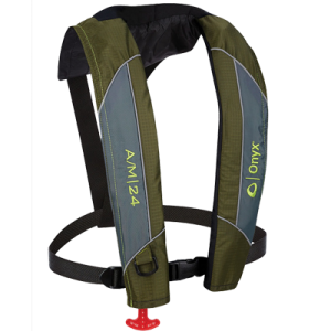 ONYX 132000-400-004-18 A/M-24 Automatic/Manual Inflatable Life Jacket, Green