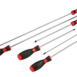 PERFORM TOOL W30898 SCREWDRIVER SET Slotted/ Phillips; #3 x 24 Inch/ #3 x 10 Inch/ #2 x 10 Inch Phillips; 5/16 x 24 Inch/ 5/16 x 10 Inch/ 1/4 x 10 Inch Slotted; Chrome Vanadium Steel; With Magnetic Tip; Set Of 6