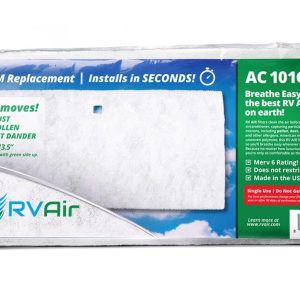 RV AIR AC 101G Air Conditioner Filter; Use With Coleman RV Air Conditioners; MERV 6 Rating; 13-1/2 Inch Length x 6 Inch Width x 3/4 Inch Depth; Removes Dust/ Pollen/ Pet Dander