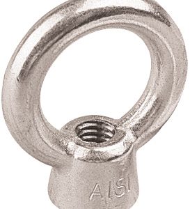 SEA-DOG 078110 STAINLESS EYE NUT - 3/8FT Transom Mount; Silver; 316 Stainless Steel; 3/8 Inch x 16 NC Threaded Shaft; 5/8 Inch Eye Size; 1-7/8 Inch Length; Bulk Package