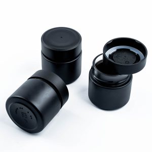 SILWY MAGNET FM-125-BBB-SM GLASSES BLK (125 ML) Use To Store Spices; Round; 2.4 Inch Diameter x 2.7 Inch Height; 4.2 Ounce Capacity; Glass; Black Jar/ Black Magnetic Lid; Not Dishwasher Safe; With Three Containers/ One 10 Inch Black Metal Strip