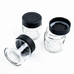 SILWY MAGNET FM-125-WCS-SM GLASSESWHITE & CLASSY (125 ML) Use To Store Spices; Round; 2.4 Inch Diameter x 2.7 Inch Height; 4.2 Ounce Capacity; Glass; Clear Jar/ Black Magnetic Lid; Not Dishwasher Safe; With Three Containers/ One 10 Inch White Metal Strip