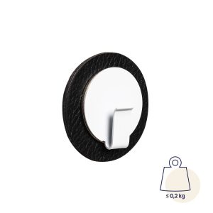 SILWY MAGNET H000-14KA-1 MAGNETIC HOOK CLEVER WHITE Magnetic Mount; To Hang Jackets/ Towels/ Kitchen Utensils; 1.18 Inch Diameter; White; Metal; Single; Holds Up To 0.44 Pound; Leather Look; With One Black Metal Nano Gel Pad