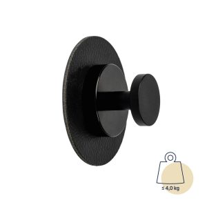 SILWY MAGNET H000-14SA-1 MAGNETIC HOOK SPOT BLK Magnetic Mount; To Hang Jackets/ Towels/ Kitchen Utensils; 3 Inch Diameter; Black; Metal; Single; Holds Up To 8.8 Pound; Leather Coated; With One 3M Black Metal Pad