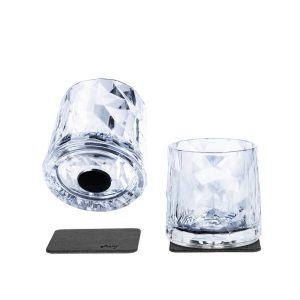 SILWY MAGNET KO-WH-C-2 MAGNETIC PLASTIC GLASSES TUMBLER Magnetic Tumbler; Clear; Plastic; 8.5 Ounce Capacity; BPA Free; Scratch- Resistant; Set Of 2; Integrated Magnet Base; With Two Black Metal Nano Gel Pads