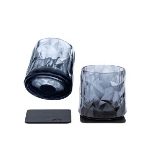 SILWY MAGNET KO-WH-G-2 MAGNETIC PLAS GLASSES TUMBLER GRY Magnetic Tumbler; Gray; Plastic; 8.5 Ounce Capacity; BPA Free; Set Of 2; Integrated Magnet Base; With Two Black Metal Nano Gel Pads