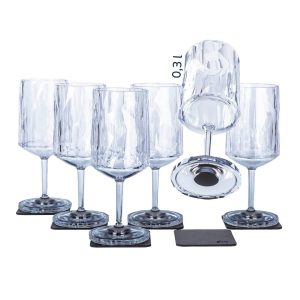 SILWY MAGNET KO-WIG-C300-6 MAGNETIC PLASTIC GLASSES WINE 0 3 L Magnetic Wine Glass; Clear; Plastic; 10.1 Ounce; Set Of 6; Integrated Magnet Base; BPA-Free; With Six Black Metal Nano Gel Pads