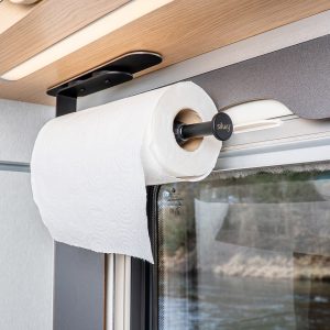 SILWY MAGNET KRH-B-L MAGNETIC KITCHEN ROLL HOLDER INCLUD Holds Single Roll of Paper Towels For Dispensing; Refrigerator/ Extractor Hood/ Metal Shelves/ Metal Walls; Black; With Roll Stop Function; With One 16 Centimeter Metal Bar