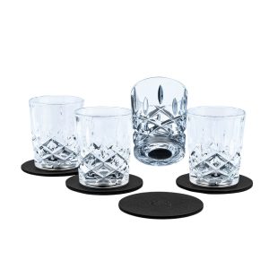 SILWY MAGNET NM-SH-40-4 MAGNETIC CRYSTAL GLASS SHOT Magnetic Shot Glass; Clear; Glass; 1.35 Ounce; Set Of 4; Integrated Magnet Base; BPA-Free; With Four Black Metal Nano Gel Pads