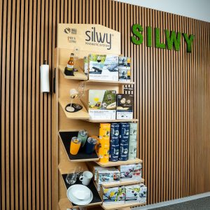 SILWY MAGNET POS-LA-1 POS DISPLAY (LARGE) Silwy Products; Wooden; 23.62 Inch Length x 23.62 Inch Width x 86.61 Inch Height; Brown; Large Size; Free Standing