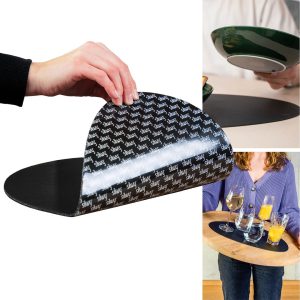 SILWY MAGNET PS00-110A-1 METAL-NANO-GEL-PLACEMAT LARGE Oval; Large Size/ 14.17 Inch Length x 9.56 Inch Width x 0.16 Inch Thick; Black/ Leather Look; Non Reversible; Metal Nano Gel