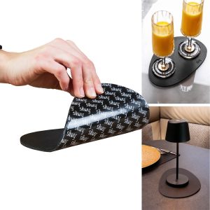 SILWY MAGNET PS00-111A-1 METAL-NANO-GEL-PLACEMAT MEDIUM Oval; Medium Size/ 7.87 Inch Length x 5.31 Inch Width x 0.16 Inch Thick; Black/ Leather Look; Non Reversible; Metal Nano Gel