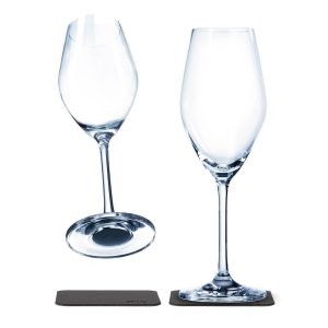 SILWY MAGNET S020-1302-2 MAGNETIC CRYSTAL GLASS CHAMPAGNE Magnetic Champagne Glass; Clear; Glass; 6.7 Ounce; Set Of 2; Integrated Magnet Base; BPA-Free; With Two Black Metal Nano Gel Pads