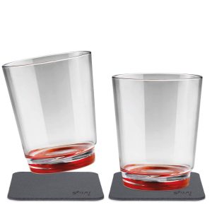 SILWY MAGNET S025-0502-2 MAG DRINKING CUP TRIPLE READY RED Magnetic Glass; Clear With Red Bottom; Plastic; 8.5 Ounce; BPA Free; Set Of 2; Integrated Magnet Base; With Two Black Metal Nano Gel Pads