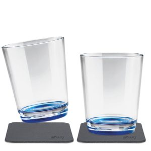 SILWY MAGNET S025-0503-2 MAG DRINKING CUP TRIPLE LUI BLUE Magnetic Glass; Clear With Blue Bottom; Plastic; 8.5 Ounce; BPA Free; Set Of 2; Integrated Magnet Base; With Two Black Metal Nano Gel Pads