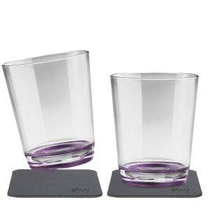 SILWY MAGNET S025-0506-2 MAG DRINKING CUP TRIPLE VERY BERRY Magnetic Glass; Clear With Berry Bottom; Plastic; 8.5 Ounce; BPA Free; Set Of 2; Integrated Magnet Base; With Two Black Metal Nano Gel Pads