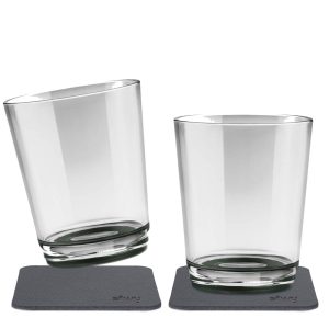 SILWY MAGNET S025-0507-2 MAG DRINKING CUP TRIPLE PEARL GRY Magnetic Glass; Clear With Gray Bottom; Plastic; 8.5 Ounce; BPA Free; Set Of 2; Integrated Magnet Base; With Two Black Metal Nano Gel Pads