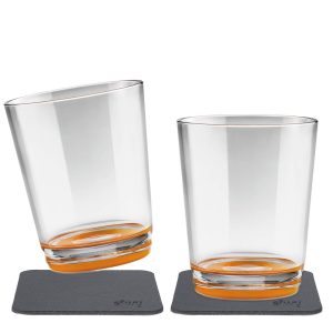 SILWY MAGNET S025-0508-2 MAG DRINKING CUP TRIPLE HUP ORANGE Magnetic Glass; Clear With Orange Bottom; Plastic; 8.5 Ounce; BPA Free; Set Of 2; Integrated Magnet Base; With Two Black Metal Nano Gel Pads
