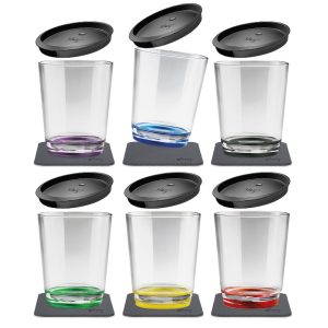 SILWY MAGNET S025-0700-6-D MAG PLAS DRINKING CUPS MULTICOLOUR Magnetic Glass; Multi Color; Plastic; 8.5 Ounce; BPA Free; Set Of 6; Integrated Magnet Base; With Six Black Lids/ Six Black Metal Nano Gel Pads