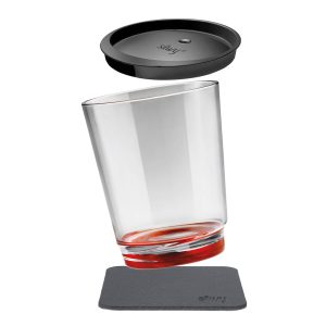 SILWY MAGNET S025-1502-1 MAG DRINKING CUP TRIPLE READY RED Magnetic Glass; Clear With Red Bottom; Plastic; 8.5 Ounce; Single; BPA Free; Integrated Magnet Base; With One Black Lid/ One Black Metal Nano Gel Pads