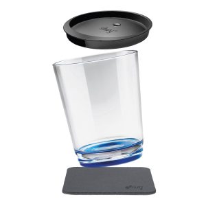 SILWY MAGNET S025-1503-1 MAG DRINKING CUP TRIPLE LUI BLUE Magnetic Glass; Clear With Blue Bottom; Plastic; 8.5 Ounce; Single; BPA Free; Integrated Magnet Base; With One Black Lid/ One Black Metal Nano Gel Pads